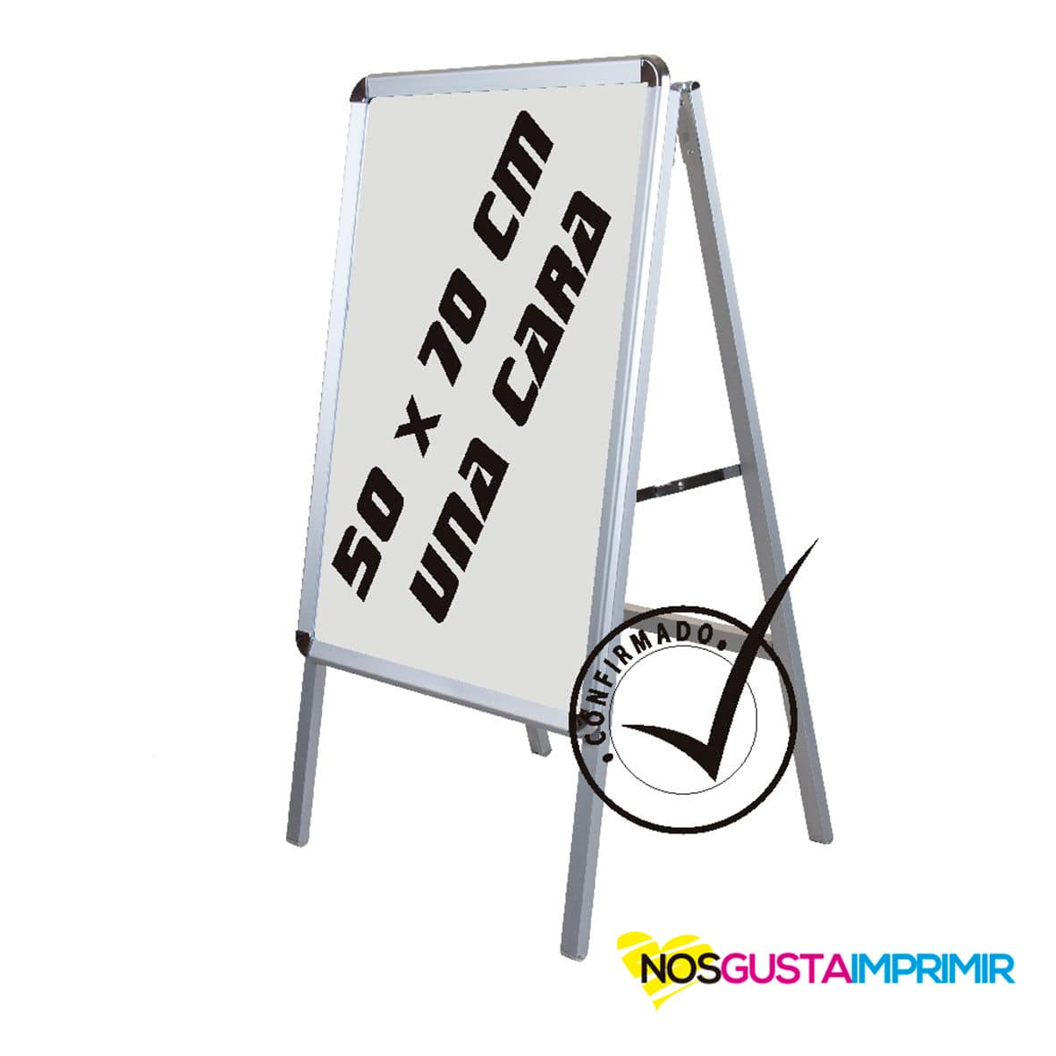 Caballete 50x70 aluminio 1 cara con diseño