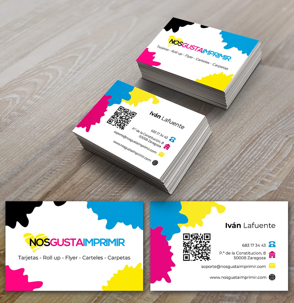 1.000 Tarjetas de visita 300 grms