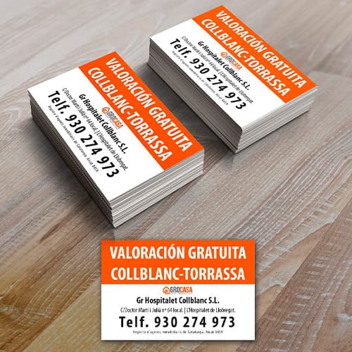 1.000 Pegatinas de papel tamaño tarjeta de visita