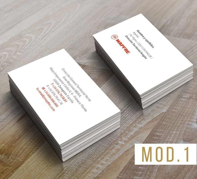 1.000 Tarjetas de visita MAPFRE 300 grms mate
