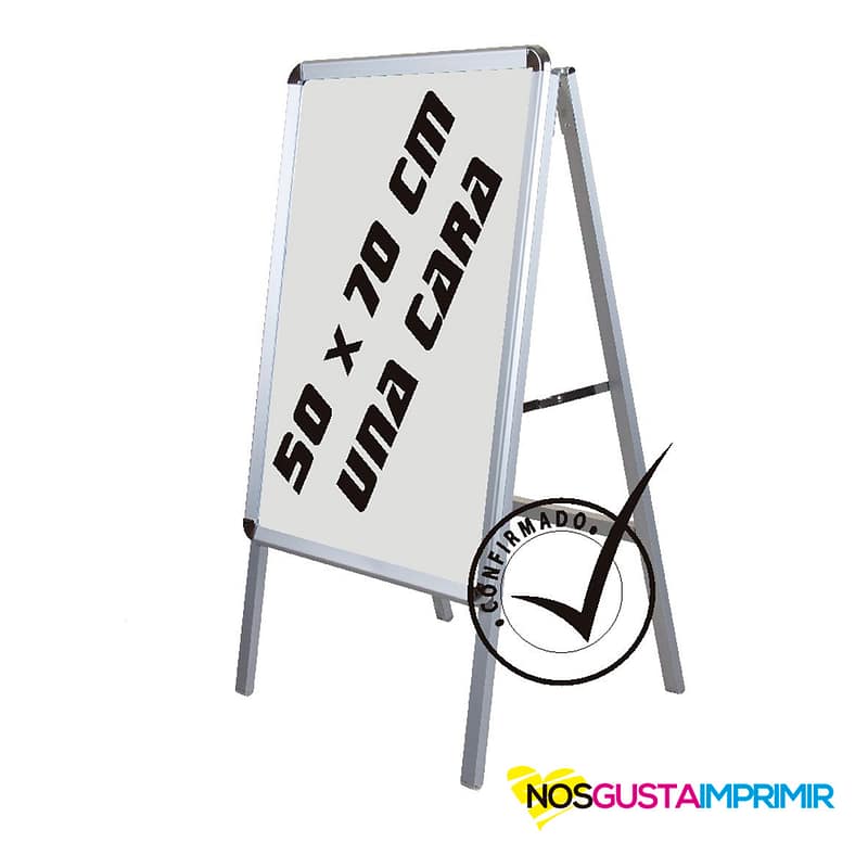 Caballete 50x70 aluminio 1 cara con diseño