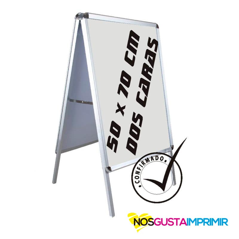 Caballete 50x70 aluminio 2 caras con diseño